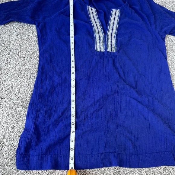 Athleta 100% Cotton Medium Blue Beaded Tunic Top / Beach Cover-Up – Size M - Picture 7 of 10